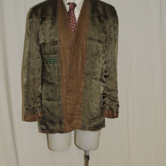 Holland & Holland 100% Linen Gun Check Three Button Sport Coat 42L - Picture 11 of 13